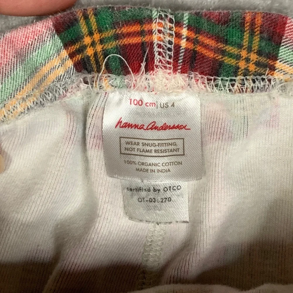 Hanna Andersson Kids Pajama Set Sz 4 Long John Tartan Plaid Organic Girl Boy PJs